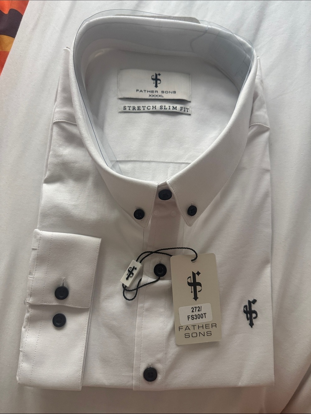 Father & Sons White Stretch Slim Fit Dress Shirt